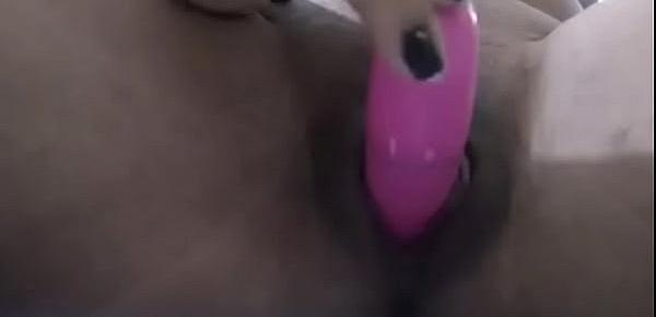  Indian girl using vibrator in her big lip pussy
